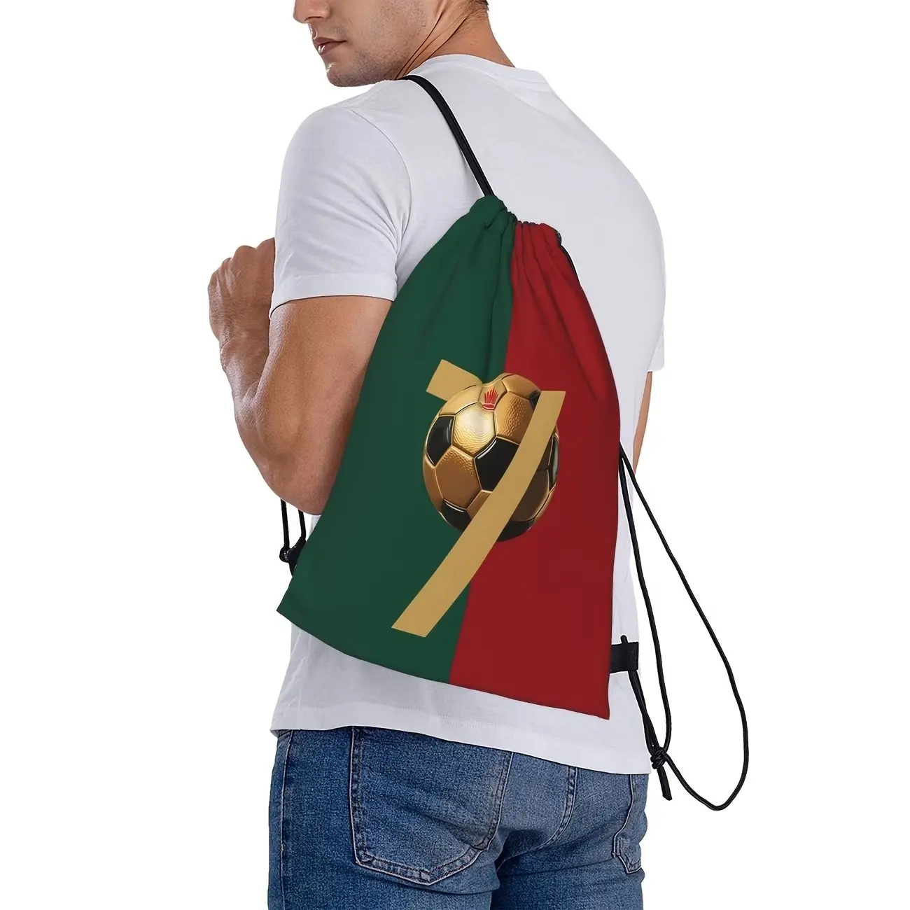 1pc Football 7-Number Pattern Drawstring Backpack, Unisex Sports Fitness Bag, Storage Belt, Ideal for Men and Women, Athletic Gear