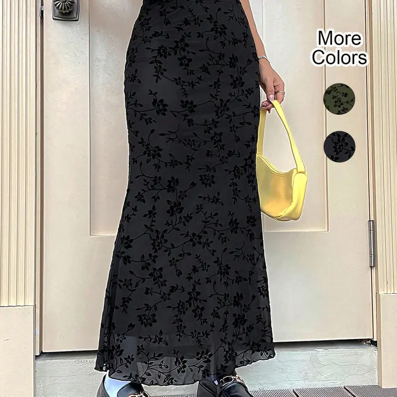 Women's Elegant Floral Pattern High Waist Skirt, Fashion Casual Long Skirt for Daily Wear & Outdoor Activities, Women's Bottoms for Summer