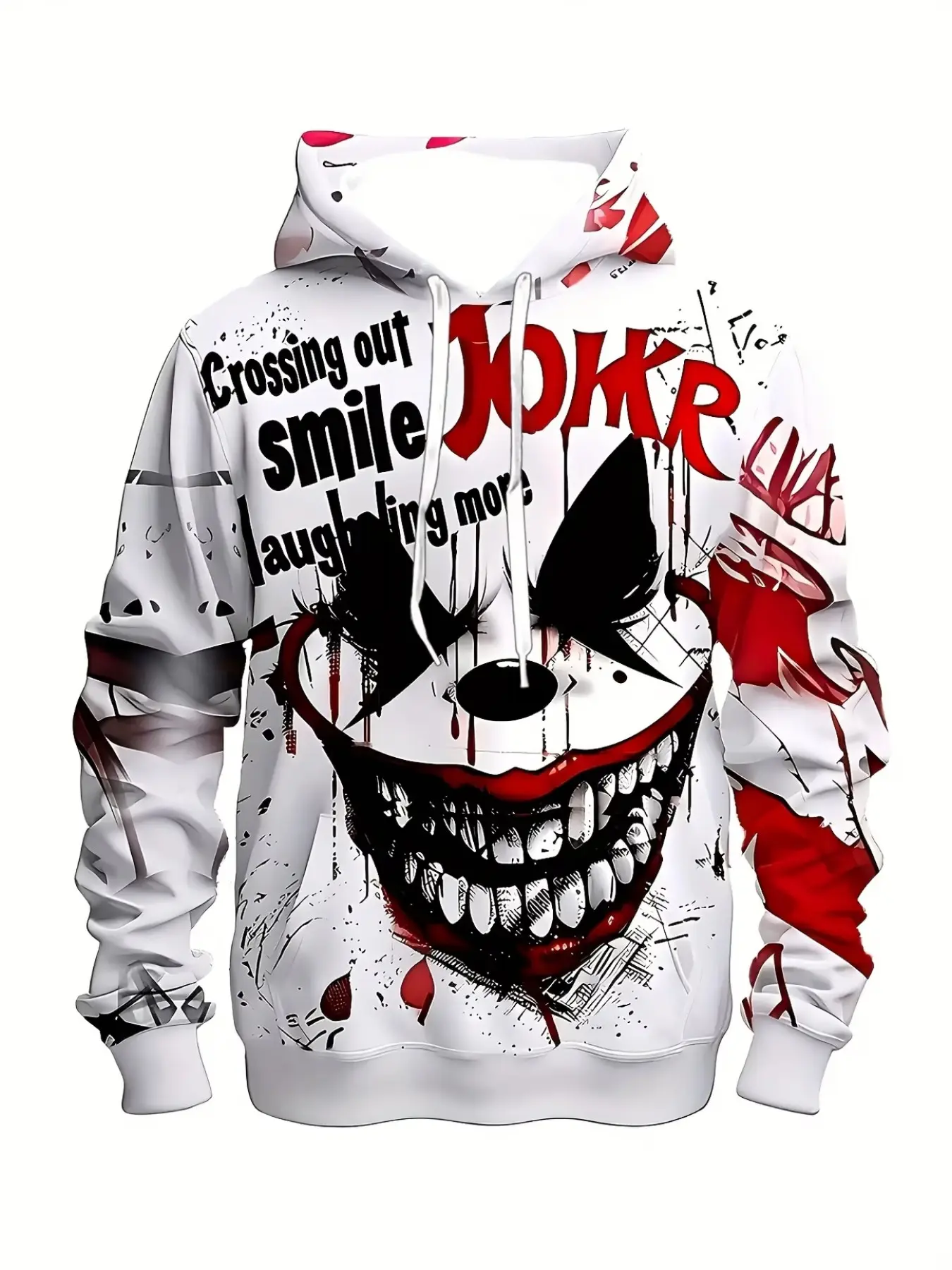 Joker Print Hooded Sweatshirt, Unisex Casual Loose Fit Pullover, 3D Graphic Design, Long Sleeve Fall & Winter Outerwear