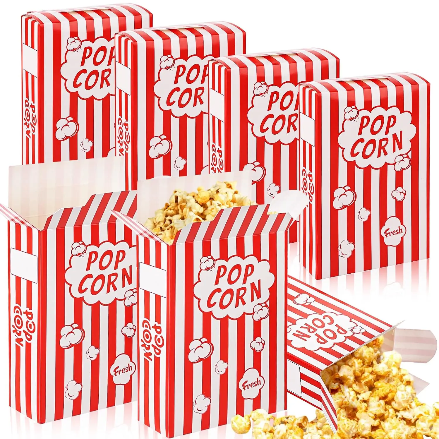 100 Pack Popcorn Boxes for Party 1.25 oz Pop Corners Bags Individual Servings Close-Top Paper Popcorn Containers Movie Theater Night Birthday Christmas