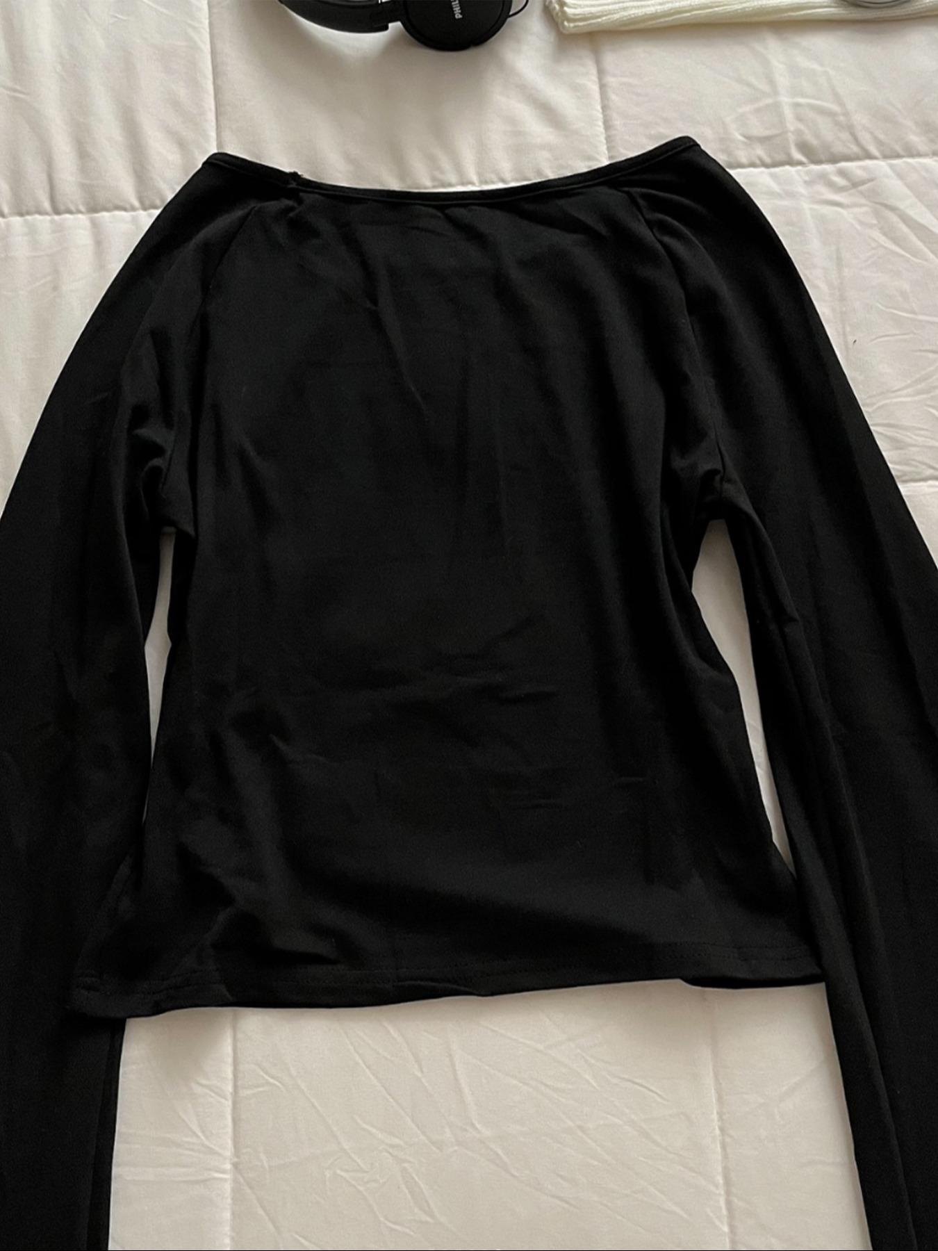 Fashion and casual Y2K women's Fitted five pointed star printed round neck flared sleeve top