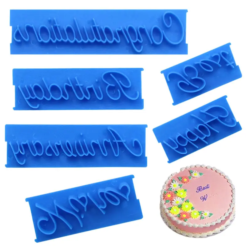 Cake Letter Mold, 6 Counts DIY Handwriting Letter Print Stamp, Cake Word Mold, Baking Tool for Cake Decorating, Kitchen Accessories, Pastry Decorating Tools, Cake Decoration Tools