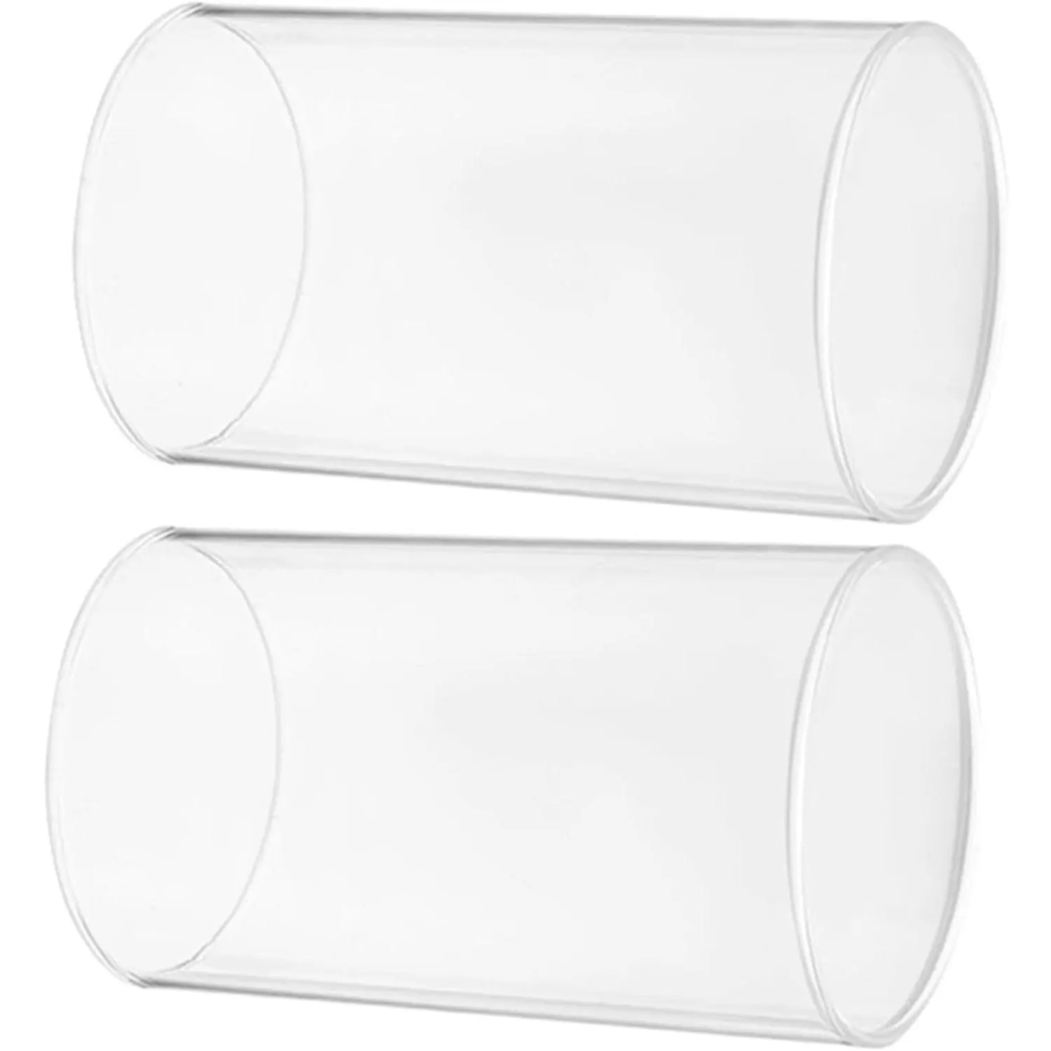 Clear Glass Candle Covers 2-Pack Cylinder Candleholder Tube Shades 3.93In Open Flame Protective Chimney for Home and Romantic Ambiance