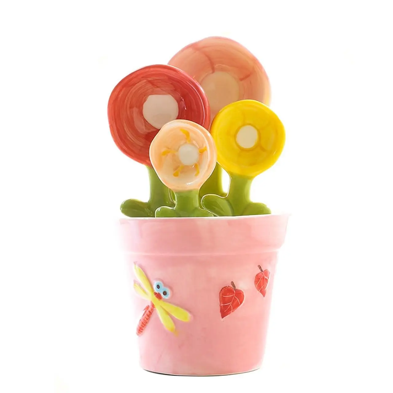 Cute Creative Ceramic Flower Spoons Set, Unique Measuring Spoon, Kitchen Measuring Utensils, Paper Box Packaging, Sponge Protection for Shipping