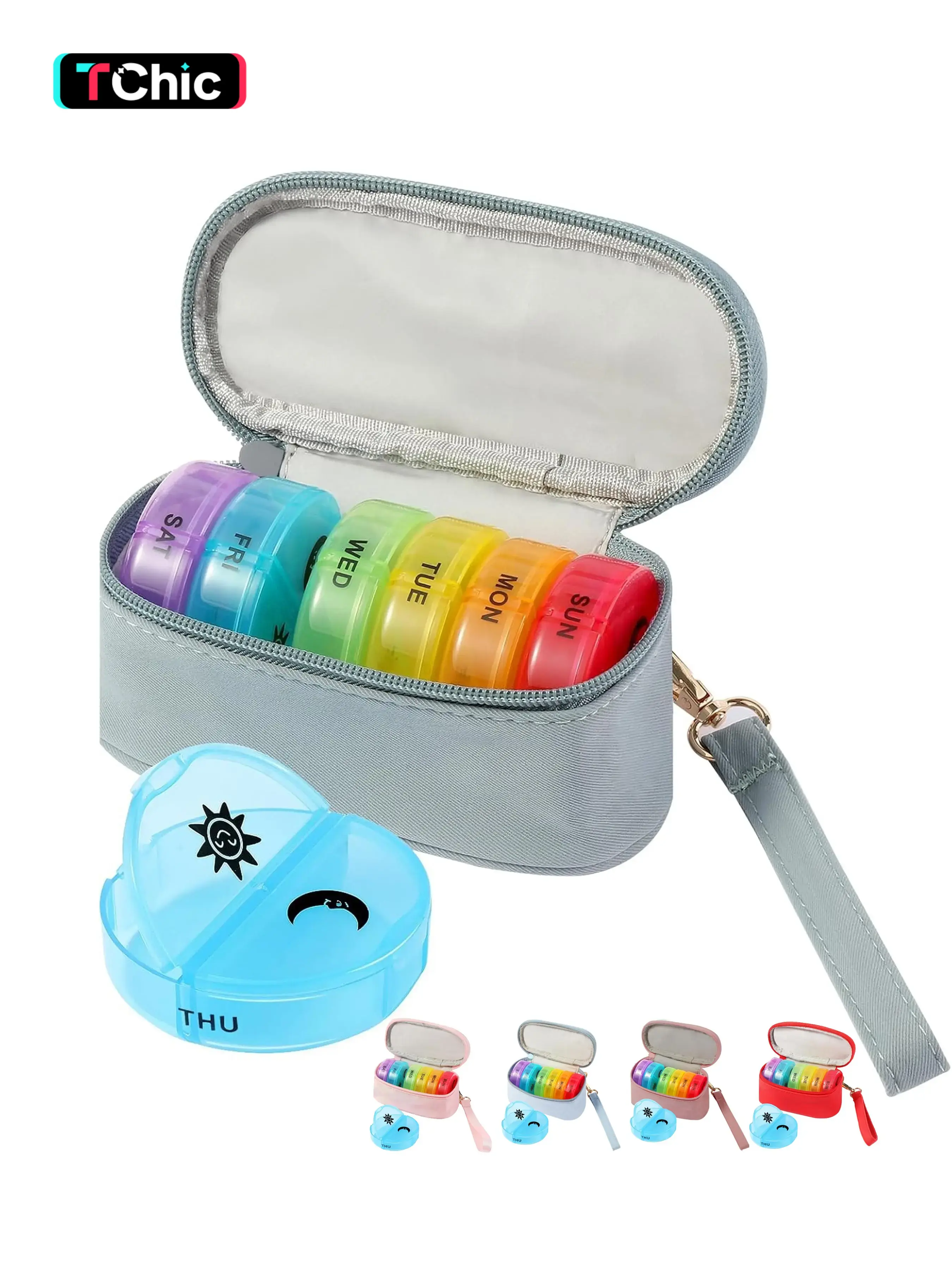 Weekly Pill Organizer 2 Times a Day, Travel Pill Box 7 Day with Large Opening, Pill Case with Handle, Pill Dispenser Medicine Organizer for Vitamins, Fish Oils, Medications, Supplements, Healthcare, Portable Vitamin Organizer