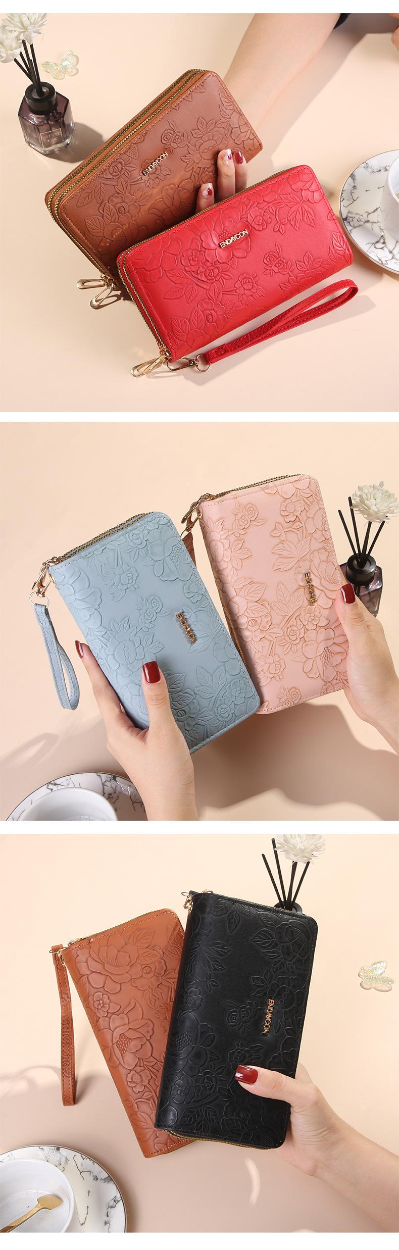 Long Wallet for Women, Large Capacity Zipper Clutch Wallet with Phone Pocket, Stylish Double Layer Wristlet Purse, Lightweight Daily Wallet for Travel, Shopping and Gifts