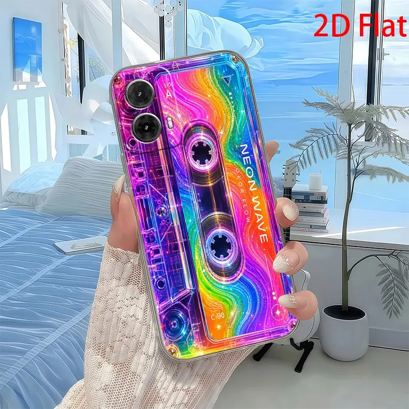 2D flat neon fluid tape pattern, shockproof soft case, compatible with iPhone 17/16/15/14/13/12/11/X/XS/XSMAX/XR/7P/8P/17E and various Samsung phone cases, a holiday gift for friends, family, and yourself