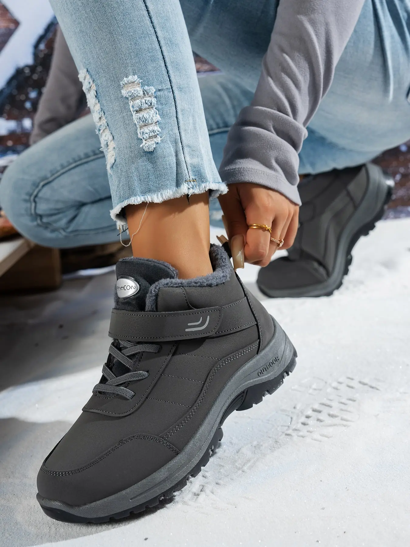 Women's Winter Hiking Boots, Warm Waterproof Outdoor Shoes, Non-Slip Sole, Multi-Color, Ideal for Daily Wear, Park Walks, Mountain Trekking