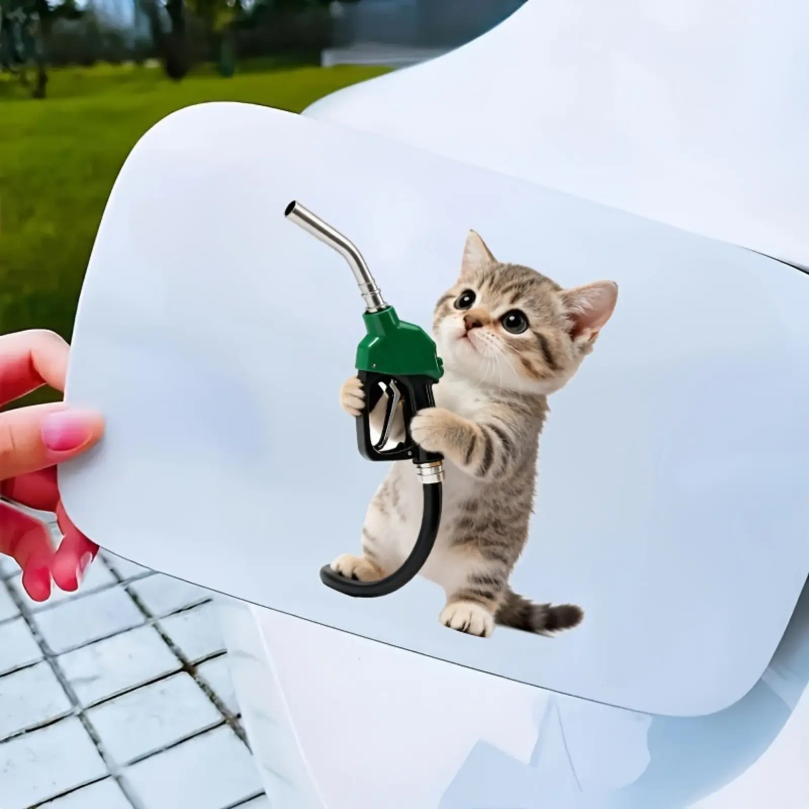Cute Cartoon Cat Car Fuel Tank Cap Sticker, Creative Waterproof Kitty Vehicle Decal, Fashion Auto Decor Sticker For Car Body, Windows, Personalized Removable Exterior Car Accessories tiktokshopbacktoschool