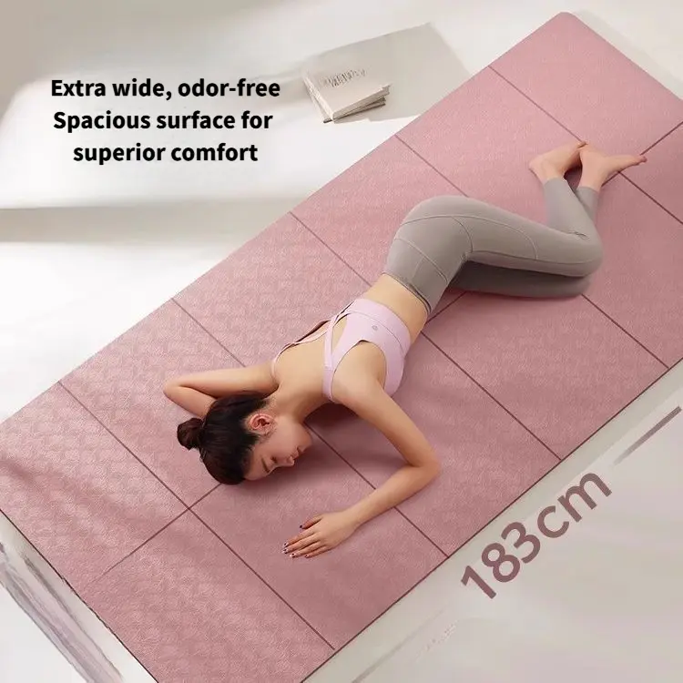 Unisex Adult TPE (Thermoplastic Elastomer) Portable Fold Anti-Slip Yoga Mat - Thick, Soundproof, Solid, Spacious Surface, Double-Person, Odor-Free, Suitable for Indoor Home Use