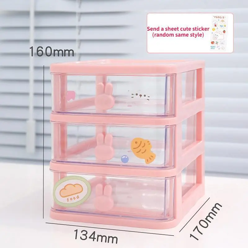 Kawaii Desktop Stationery Storage Box Organizer Drawer Pen Holder Makeup Cosmetic Plastic Drawer Storage Box Desk Organizer Cute
