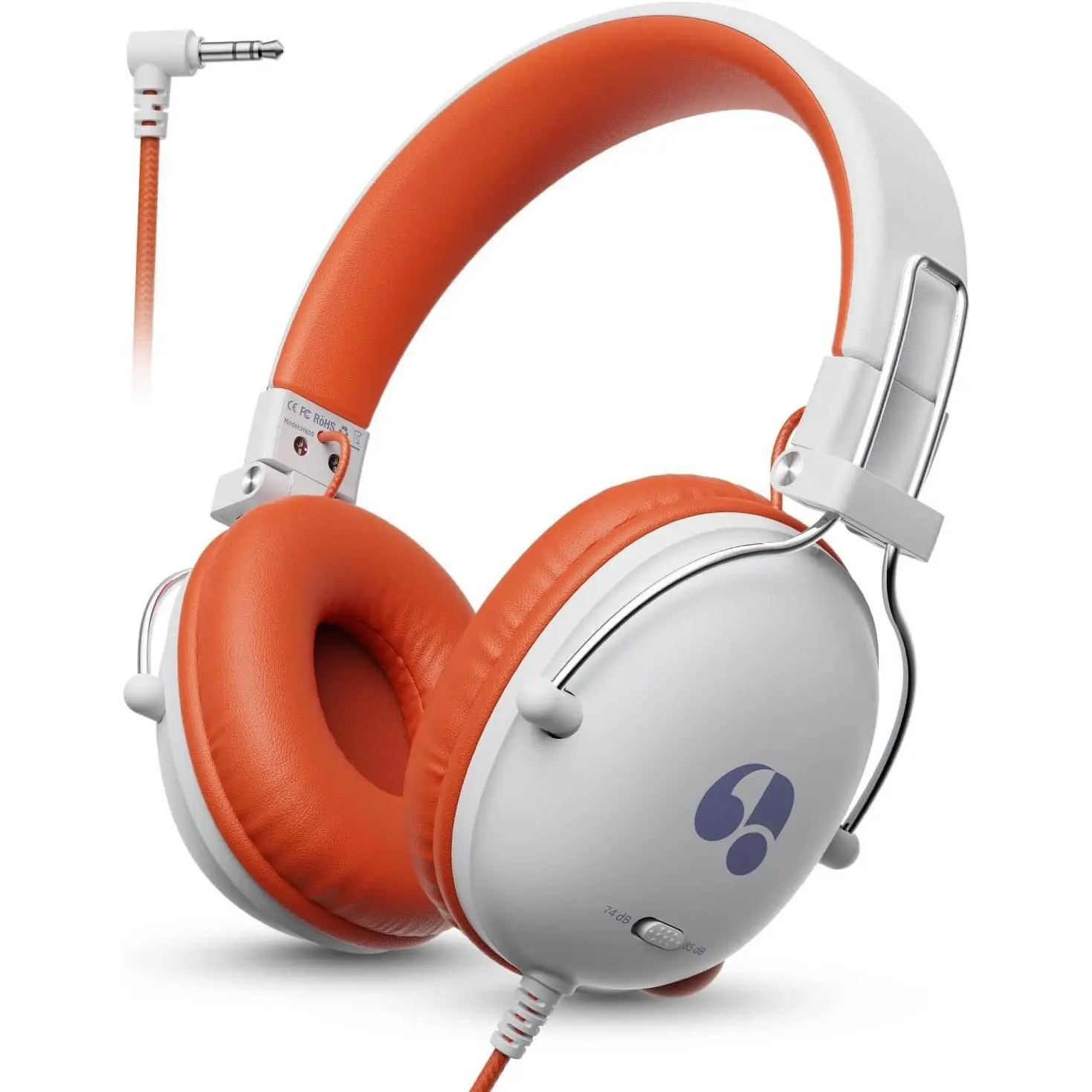 Headphones, 74/85dB Safe Volume Limit, Stereo Sound, Wired -Ear Headphones for  Boys Girls, 3.5mm Jack for Tablet, iPad, Kindle, YOTO Player, Airplane Travel, White
