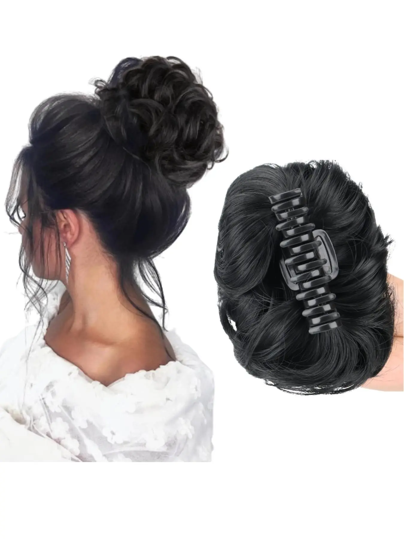 Fluffy Claw Clip Bun Hairpiece, Spiky Messy Chignon Hair Accessory for Hot Girls, Flower Bud Hair Scrunchie for Updo Hairstyle, Fashion Hair Accessories, Hair Decor