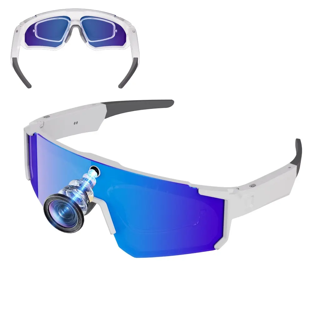 Smart Glasses for Sport, 8MP Camera,Hands Free Video Recording,4GB Memory Build-in ,Build-in Myopia Inner Frame,Bluetooth Call ,Music Playback ,AI Translation, 260Mah Battery, IP64 Waterproof