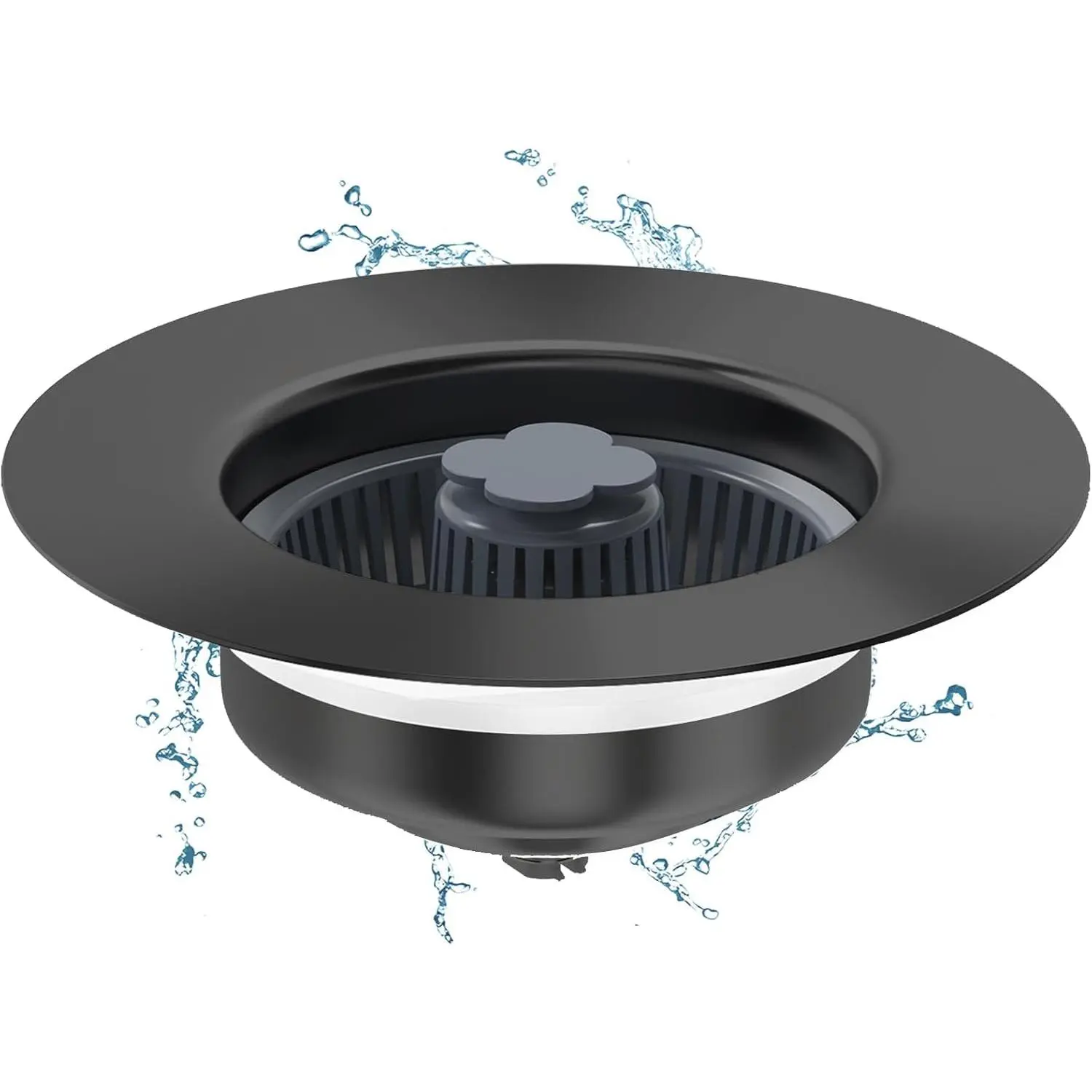 3 in 1 Kitchen Sink Drain Strainer Kit, SUS304 Stainless Steel Pop-up Kitchen Drain Stopper with Strainer Basket,  Drainage Kitchen Sink Plug for Standard 3-1/2 Inch Drain, Black