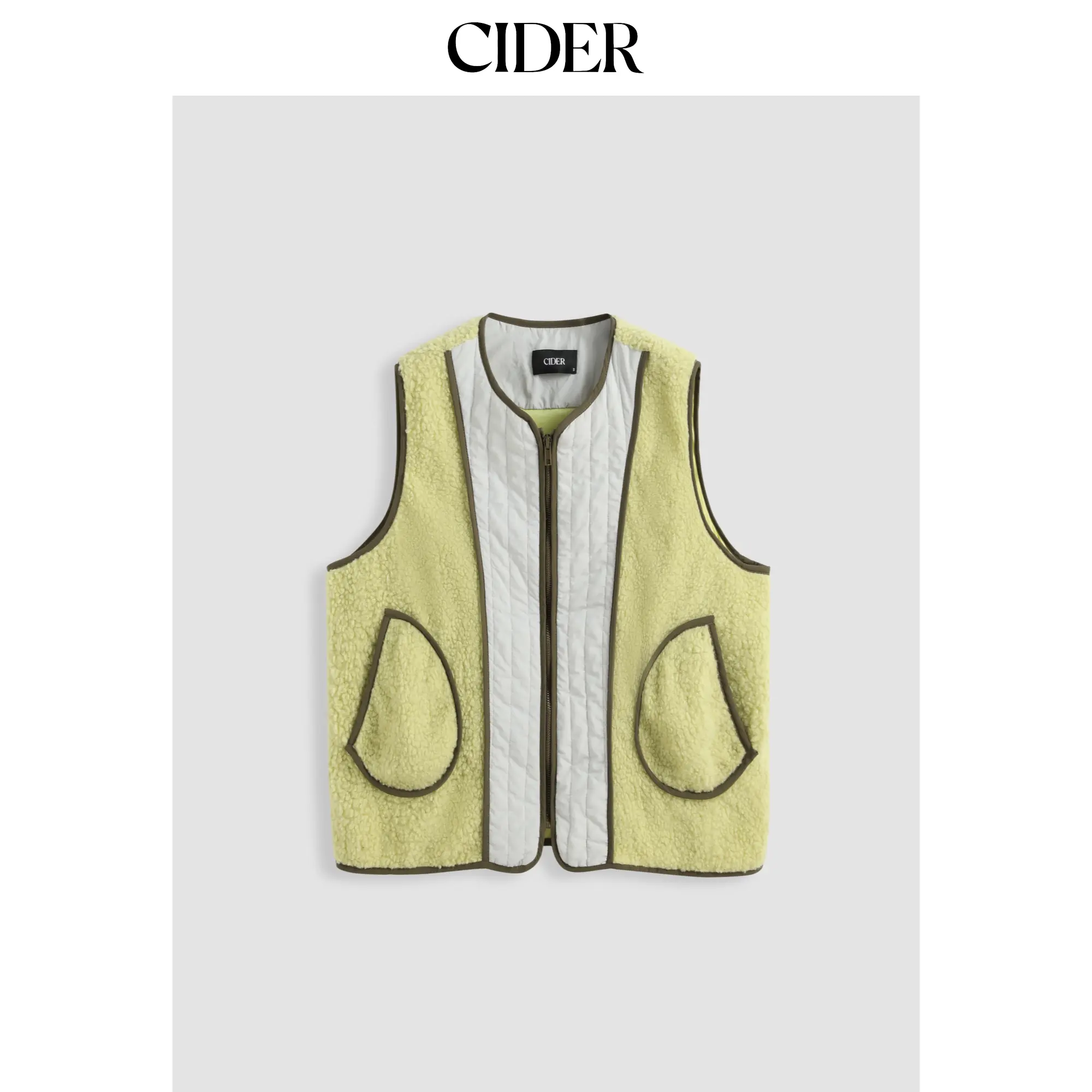 Cider [size 4-10] Fleece Patchwork Zip Puffer Vest SohoChic