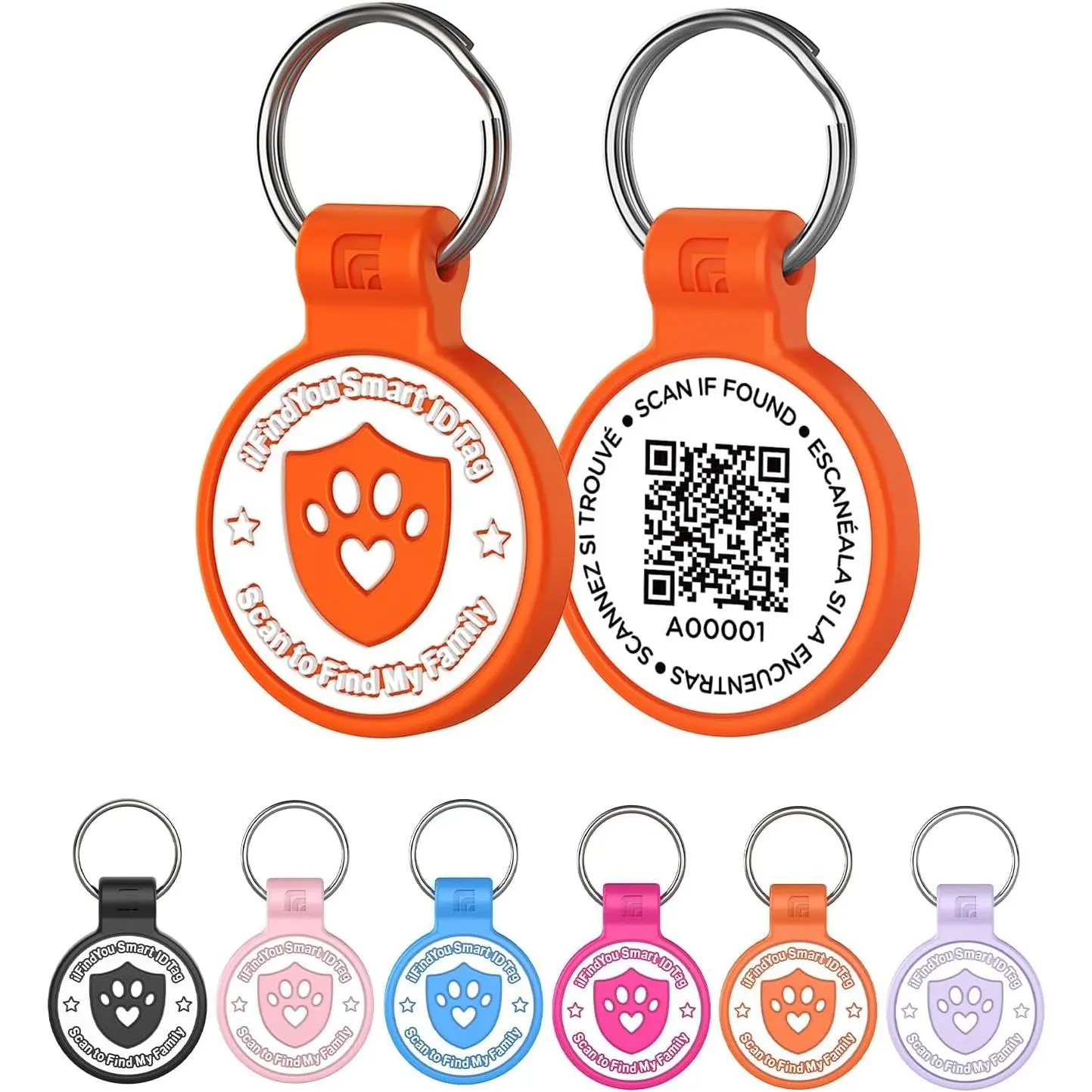 Tags Personalized Small for  Collars, QR Code  Name Tags, Scan Location , Orange S