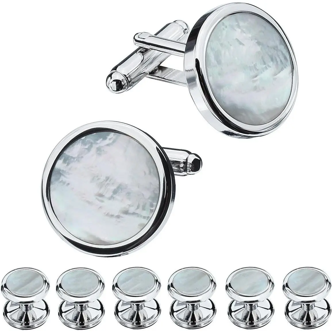 Fashion Mother-of-Pearl Tuxedo Shirt Button and Cufflink Set, Specially Designed for Wedding Business