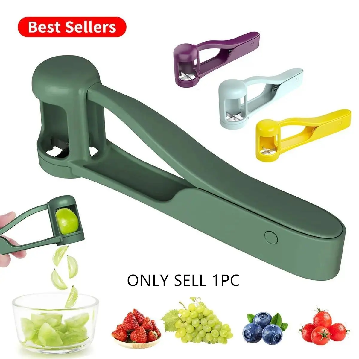 Deals for You Days LUVAN Grape Cutter for Toddlers 1-3 - Stainless Steel Baby Fruit Slicer Safe & Easy Grape, Cherry Tomato, Strawberry, Blueberry Cutter - Lightweight Kitchen Gadget for Fruit Salad & Cake Decor Durable Fruit Tool