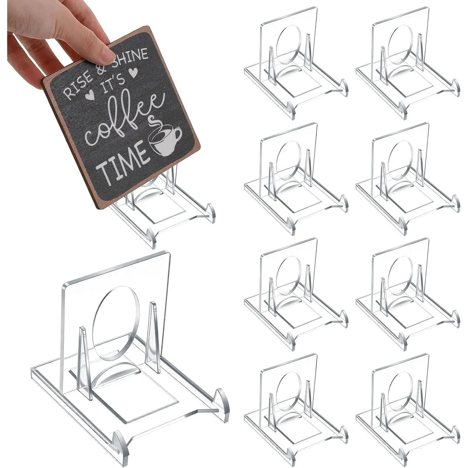 9 Pcs Adjustable Acrylic Trading Card Display Stand, 2.56x1.97in Clear Hard-Wearing Plastic Holder for Graded Sports Baseball PSA Cards