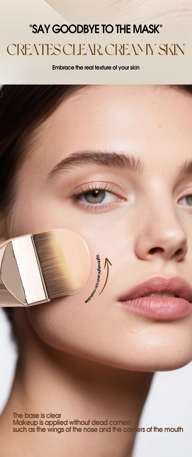 New popular seamless crescent foundation brush, non-absorbent foundation concealer brush, flat-head liquid foundation makeup brush