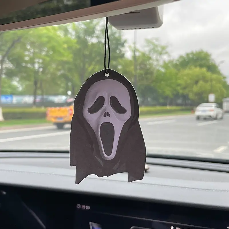 Scream Ghost Face Horror Movie Car Air Freshener, Natural Citrus Scent Tablet, Spooky Halloween Aromatherapy Ornament, Multipurpose Scent Decor