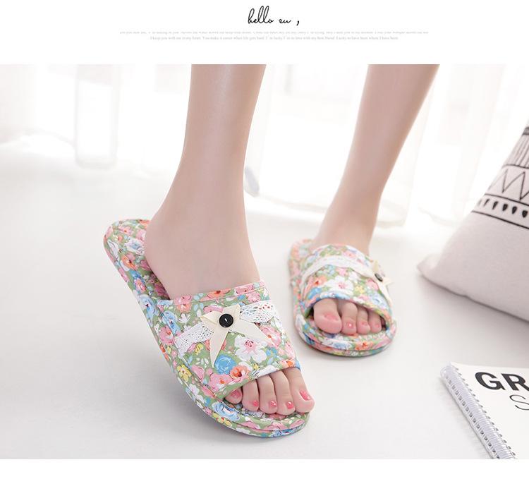 Two-layer fabric-soled wooden floor slippers, soft-soled couple's slippers, women's summer indoor silent home shoes