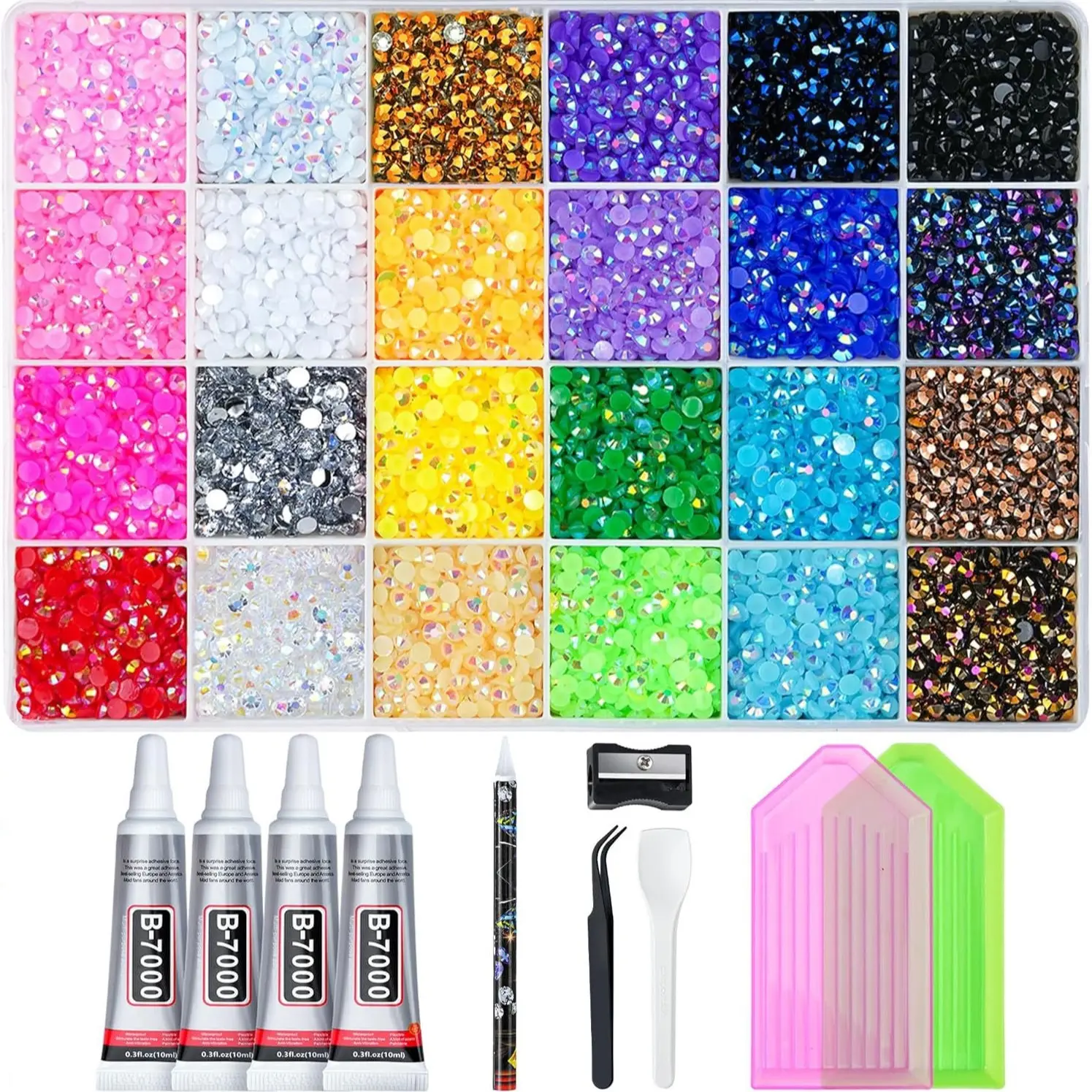 DIY Jelly Rhinestones Bling Rhinestone synthetic beads With Kit for Bedazzling 3mm Multicolor synthetic beads Resin Flatback beads for Art Bedazzler Kit for Crafting Book Shoes Nail Art
