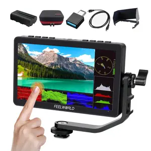 FEELWORLD F5 Pro V4 5.5 Inch DSLR Camera HDMI Monitor Bundle + Battery+Carry Case+ Micro HDMI Cords Touch Screen with 3D LUT 1080P 4K HDMI with ExternalF970 Power Plate
