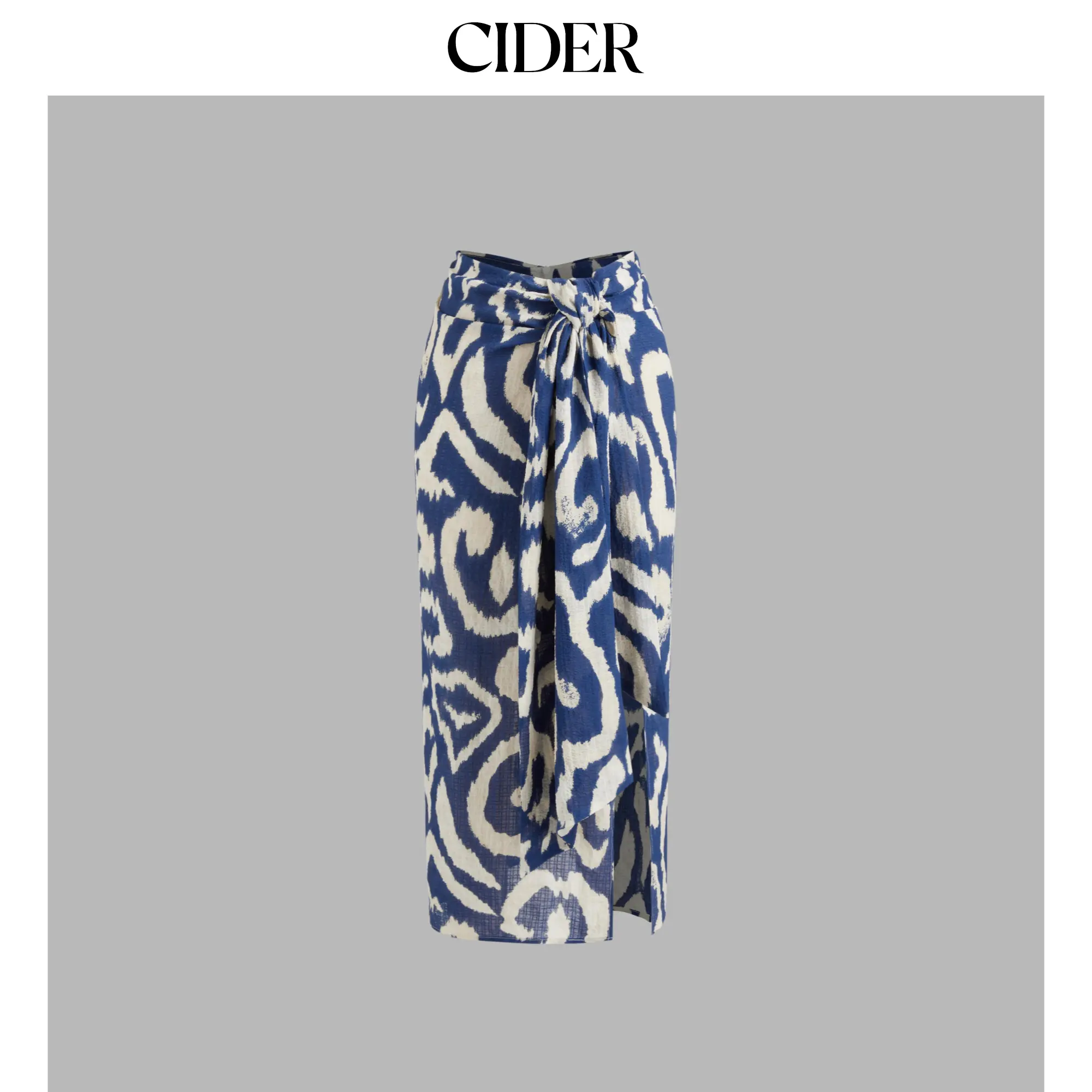 Cider Mid Rise Abstract Knotted Split Maxi Skirt