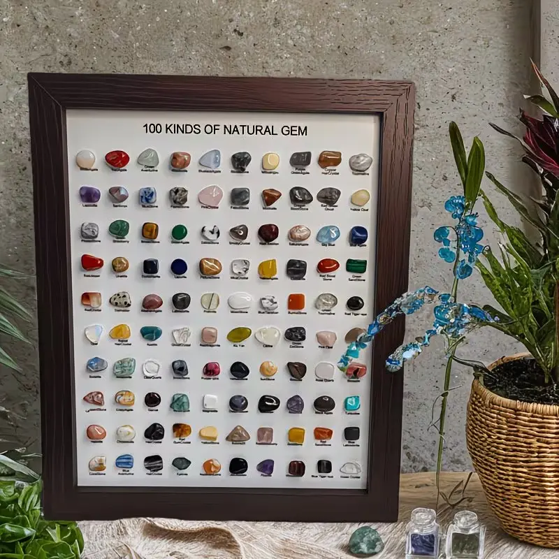100 Pieces Natural Mineral Collection, Crystal Quartz Agate Fluorite Jewelry Gift Set, Perfect for Holidays & Special Occasions, Crystal Decorative Stones