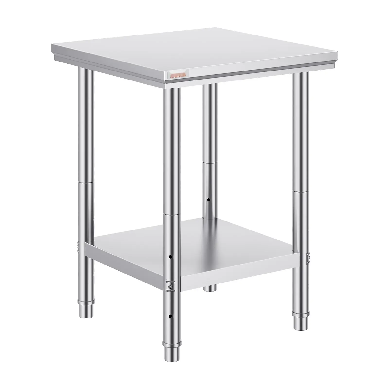 Stainless Steel Commercial Kitchen Work Table 24 By 24 Inches, Heavy Duty Food Preparation Countertop, Durable Stainless Surface, Rust And Corrosion Resistant, NSF Certified, With Adjustable Feet And Undershelf For Restaurant Use