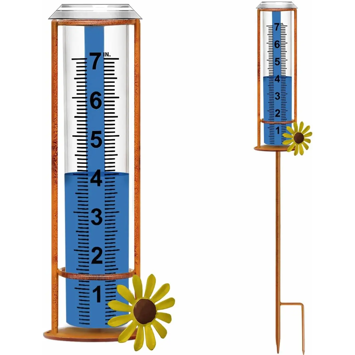 Rain Gauge Outdoor, Freeze Proof Rain Gauges Outdoors  Rated,7" Capacity Detachable Rain Guage with Stake for Yard,Lawn & Garden,Large Clear Number and Scale Rain Measure Gauge Water Meter