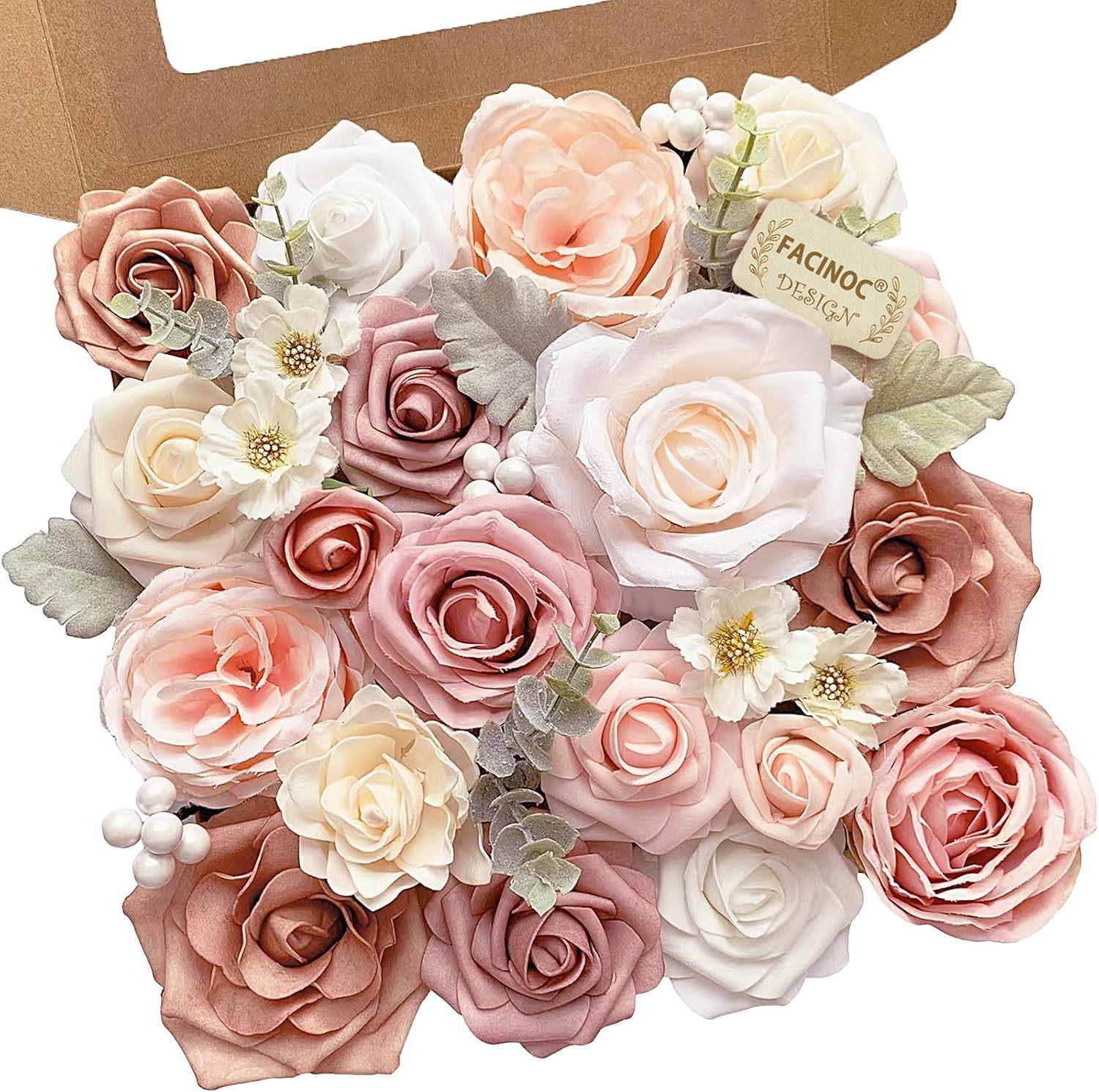 Aesthetic DIY Faux Rose Box Set| Real-Touch Artificial Flowers with Stems for Wedding Bouquets & Centerpieces| Romantic Forever Valentine's & Birthday Gift| Spring Home Decor