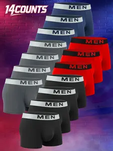 14 pcs men's flat cornered underwear, fashion and comfort, sportswear, Lightweight sports underwear, Suitable for wearing in all seasons, at home, casual Men's underwear, Suitable for participating in various activities, Men's four cornered underwear