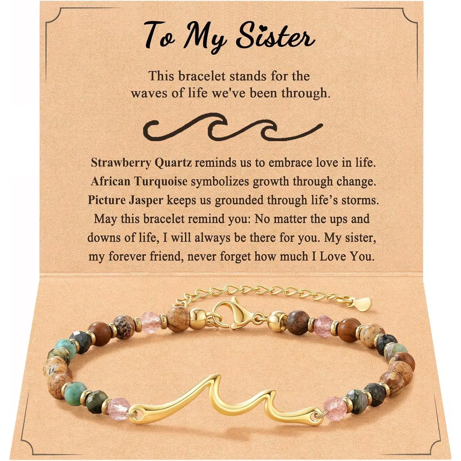 Wave Bracelet, The Waves of Life We've been Through,  Gifts for Birthday, Valentine’s Day, Mother's Day, Graduation, Christmas, Meaningful Gifts for  Sister Daughter Niece...
