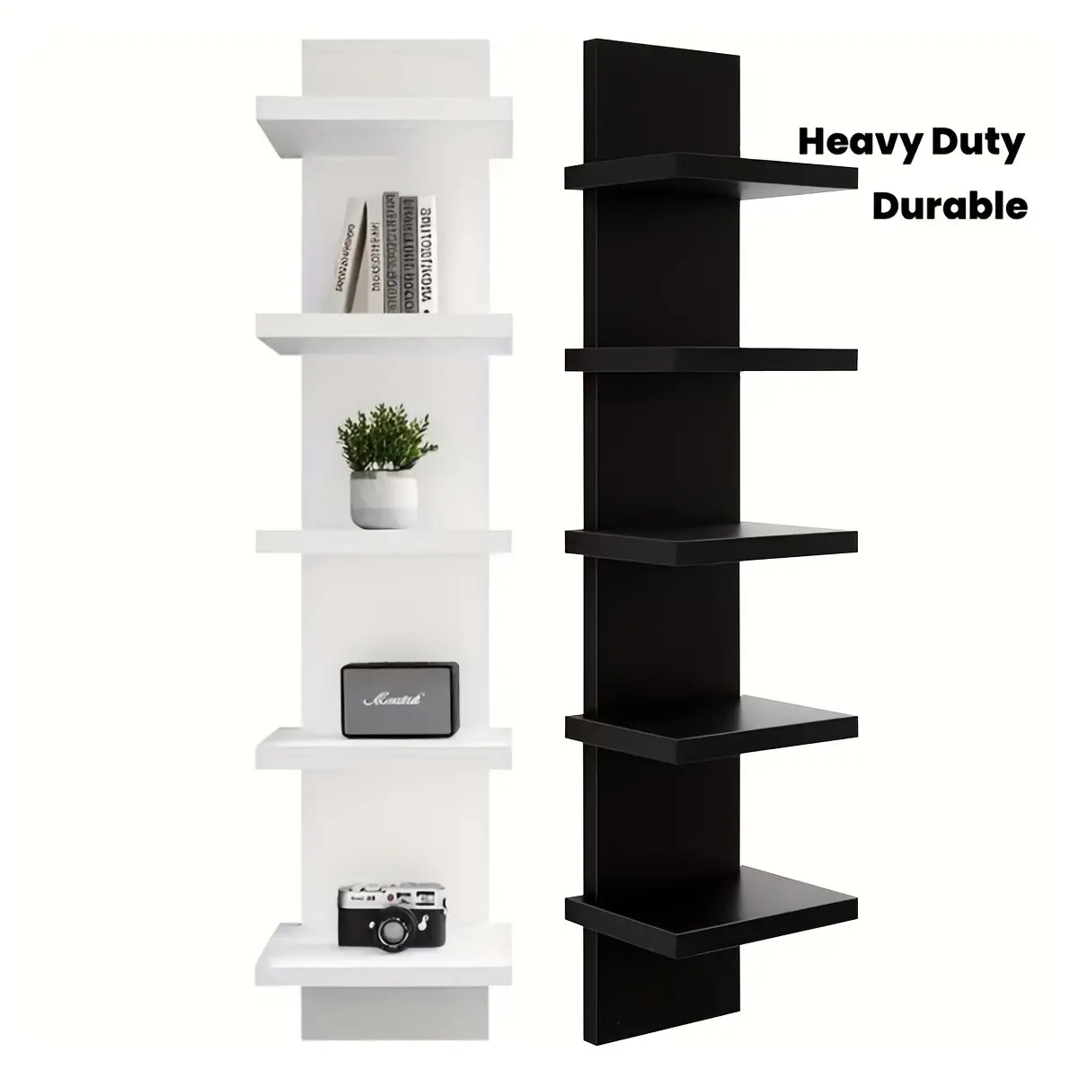 3/5 Tier Shelves for Wall, Vertical Floating Shelf-Narrow, Decorative Mount Modern Decor for Bedrooms, Living Rooms, Bathroom