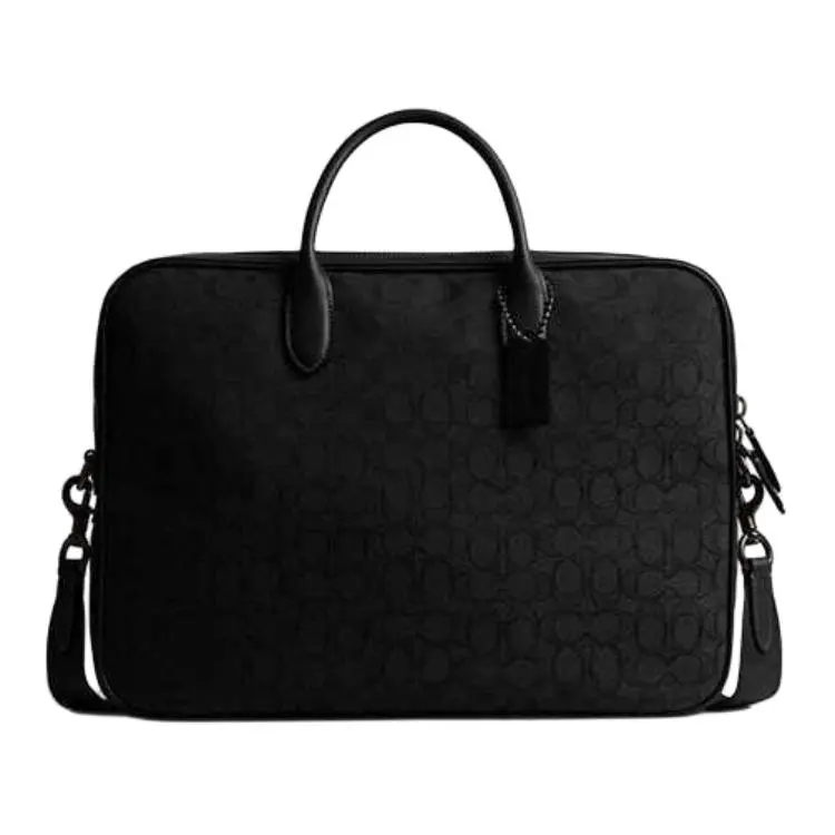 COACH Thea 40 Classic Monogram Canvas Briefcase for Men, Large, Black