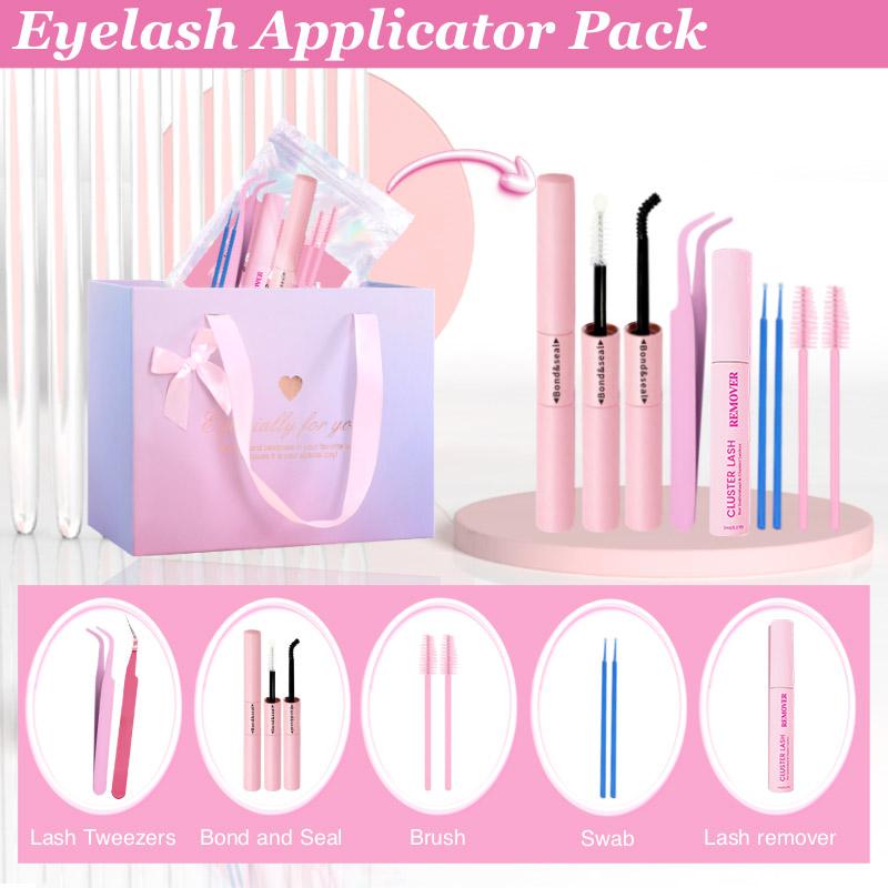 Gift Set (6 Kits /5 K) Individual Fasle Eyelashes with Lash Applicators, Three Styles Lashes, Natural, Thick & Personality Styles in One Box, Lash Applicators Including Lash Bond and Seal, Remover, Tweezers, Brush & Swabs. One Box Meet All your DIY Demand
