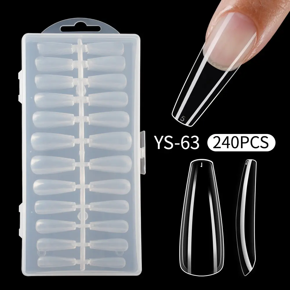 240pcs Transparent Ballet Nails, Natural Fit, Soft Foldable, Invisible Clear Nail Tips, Professional Manicure, DIY at Home, Creative Design