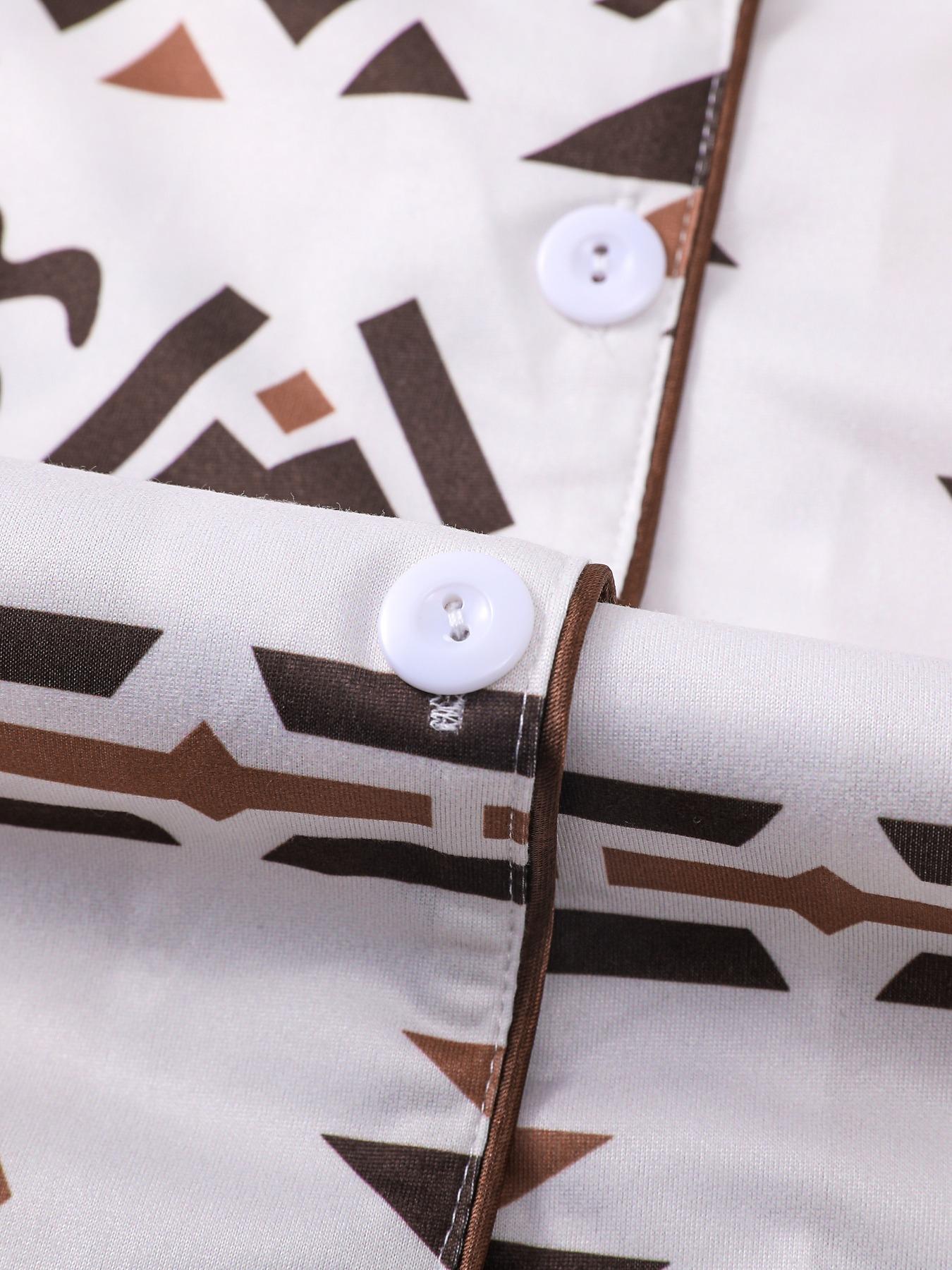 Women's Button Up Shirt & Shorts Pyjama, Casual Comfy Short Sleeve Top & Shorts PJ Set, Ladies Sleepwear for All Seasons, Loungewear, Pajamas