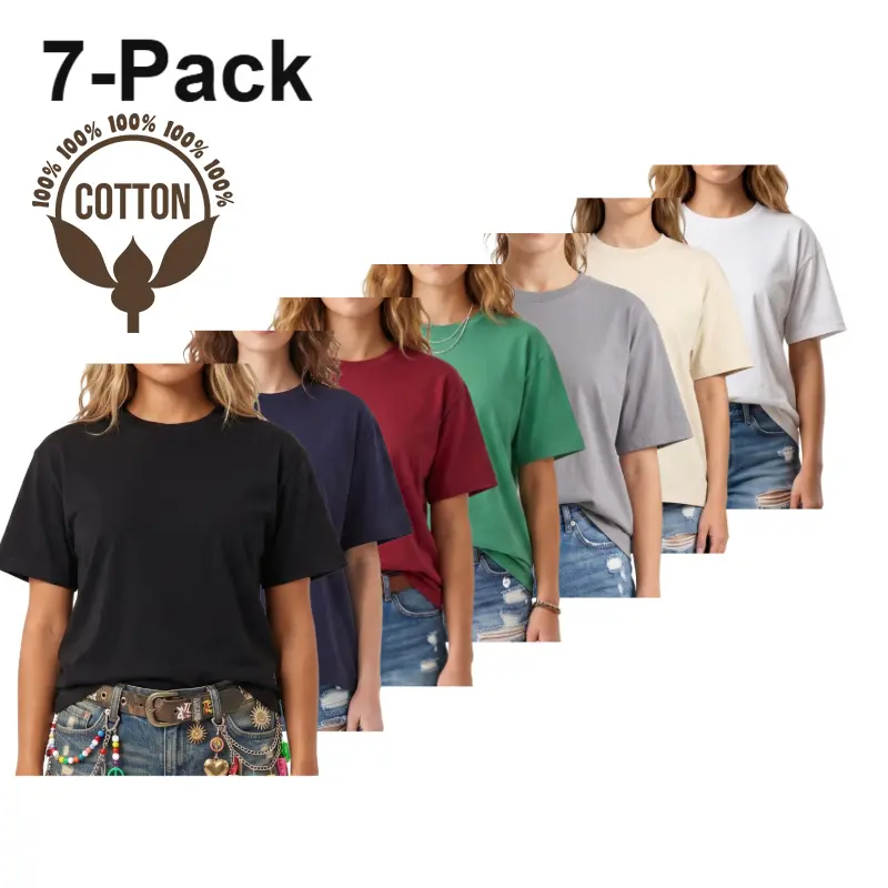 1/7pcs Women's Summer Undershirt Short Sleeve cotton T-Shirt Solid Color Round Neck Casual Tee Womenswear Shortsleeve,back to school,back to school shopping