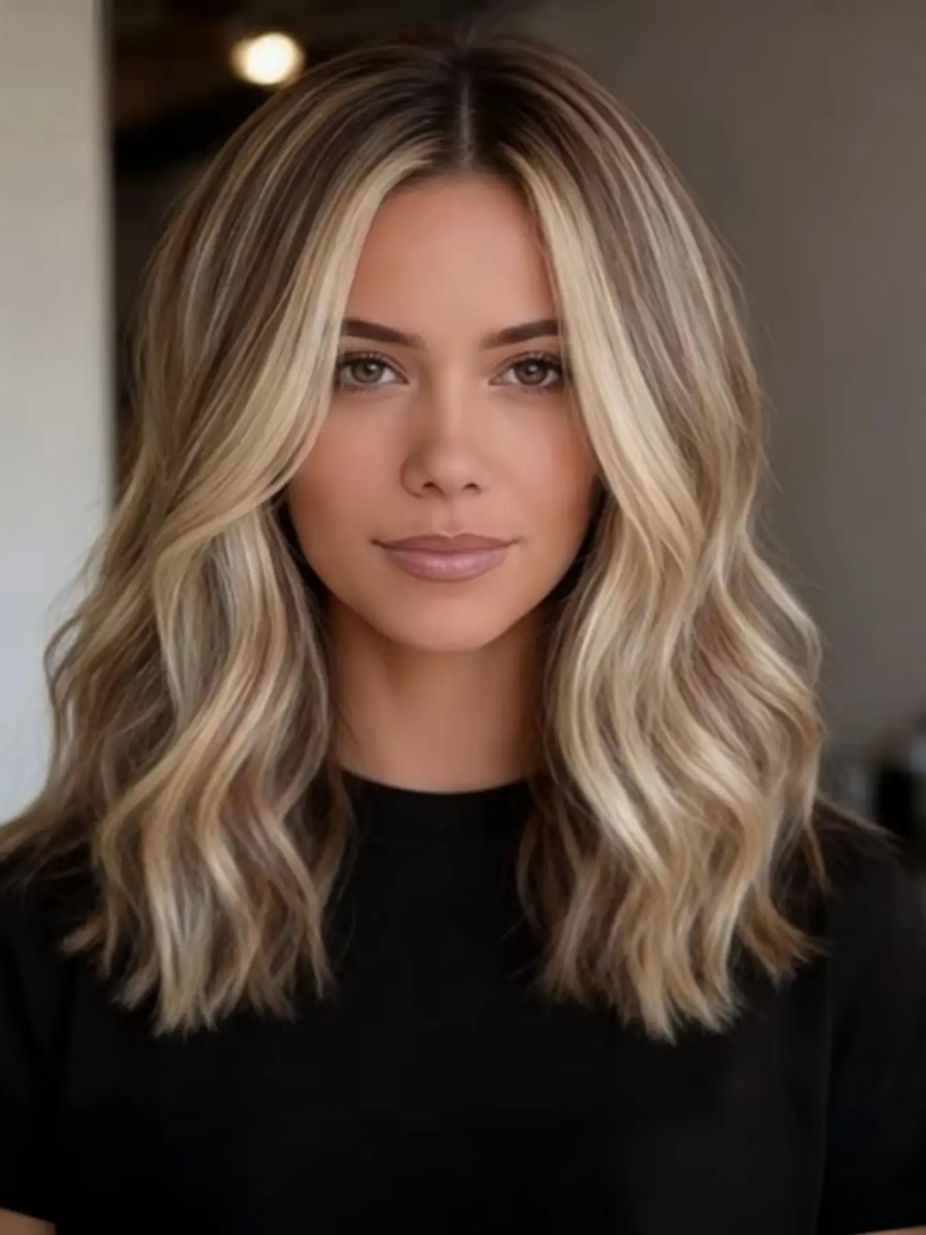 13x4 Front Lace Wig for Women, 14 Inch Gradient Highlight Blonde Body Wavy Curl, 150 Density Natural 100% Human Hair, Soft and Smooth Fiber, Pre-Trimmed Cap Body Wave Wigs