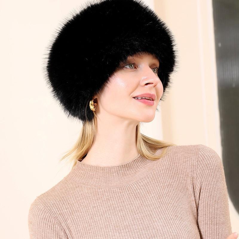 1pc Women Solid Black Fuzzy Headband, Earwarmer Hairband,Empty Top Winter Fluffy Hat Winter Outfits