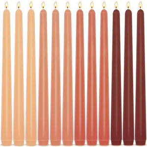 12-Pack Earth Tone Taper Candles, 10 Inch Unscented Dripless Candlesticks, Long-Lasting Burn Time of 7-8 Hours, Perfect for Fall Harvest Halloween Thanksgiving Dinners Parties and Home Décor