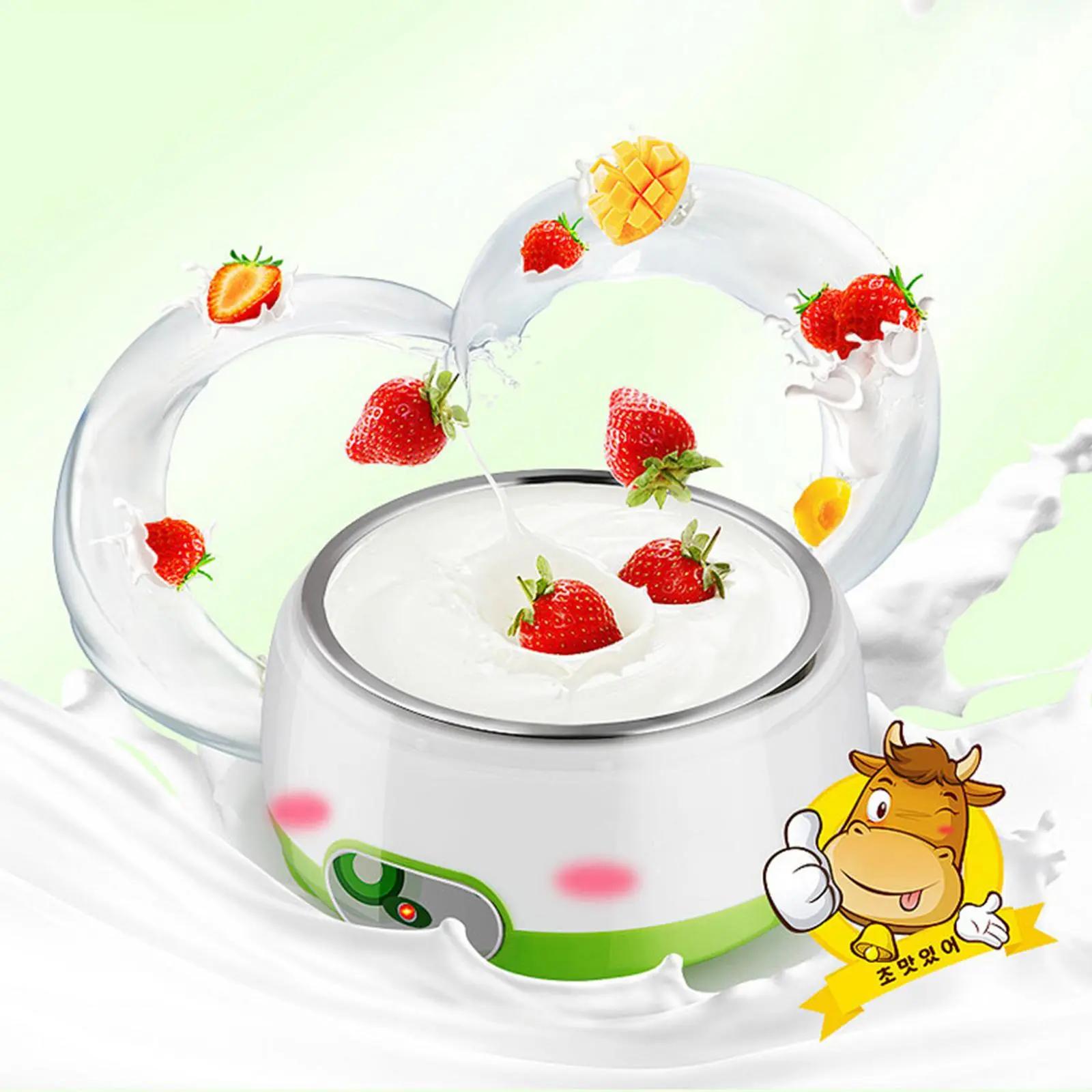 1L Thickened Stainless Steel Liner Automatic Digital Yogurt Maker (0.3kg, 15W Energy Saving, Anti-Skid Design) - Compact Home DIY Homemade Yogurt, Fruit Wine & Cheese Maker with US Plug 110V