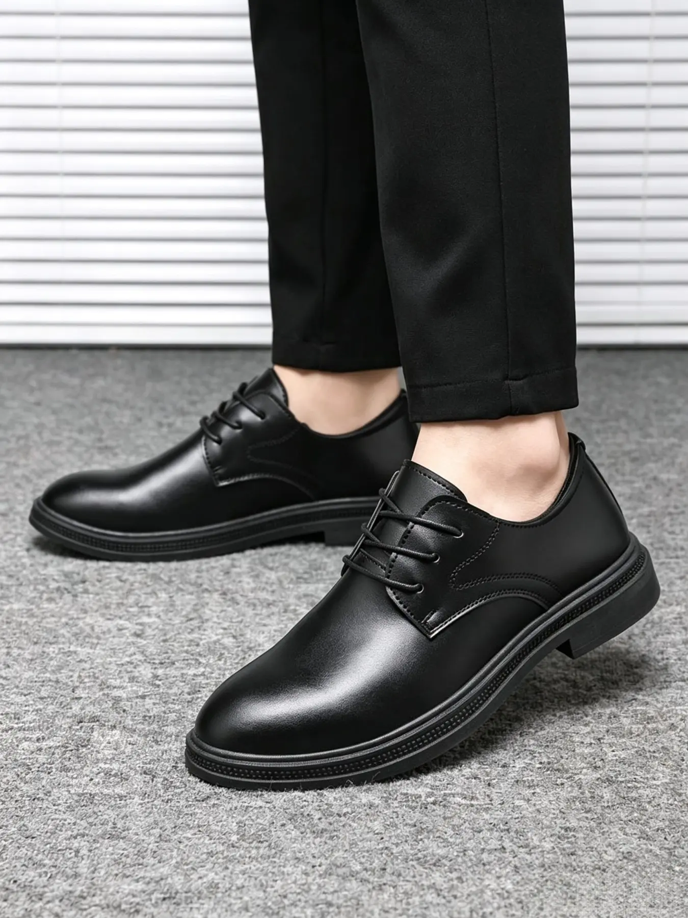 2026 New Men's Lace-Up Non-Slip Business Leather Shoes, Business Style Footwear, Breathable & Comfortable, Formal Dress Shoes, Office Shoes for Workplace and Interview, Loafers for Men