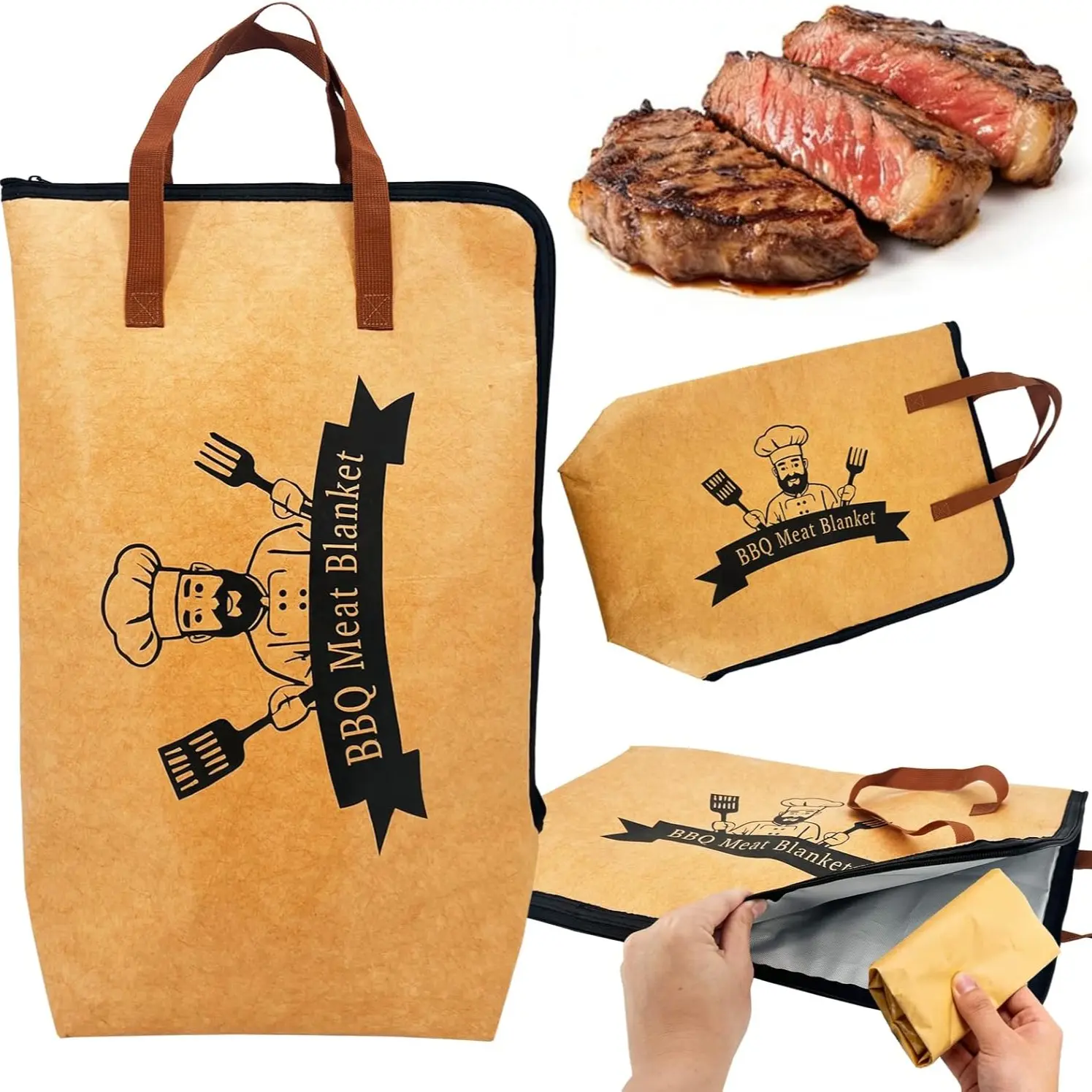 Heavy-Duty Insulated BBQ Blanket for Resting Meat, Wide-Mouth Meat Resting Bag, Grilling Accessories for Smoker, Party, Picnic, Camping, Barbecue Accessories