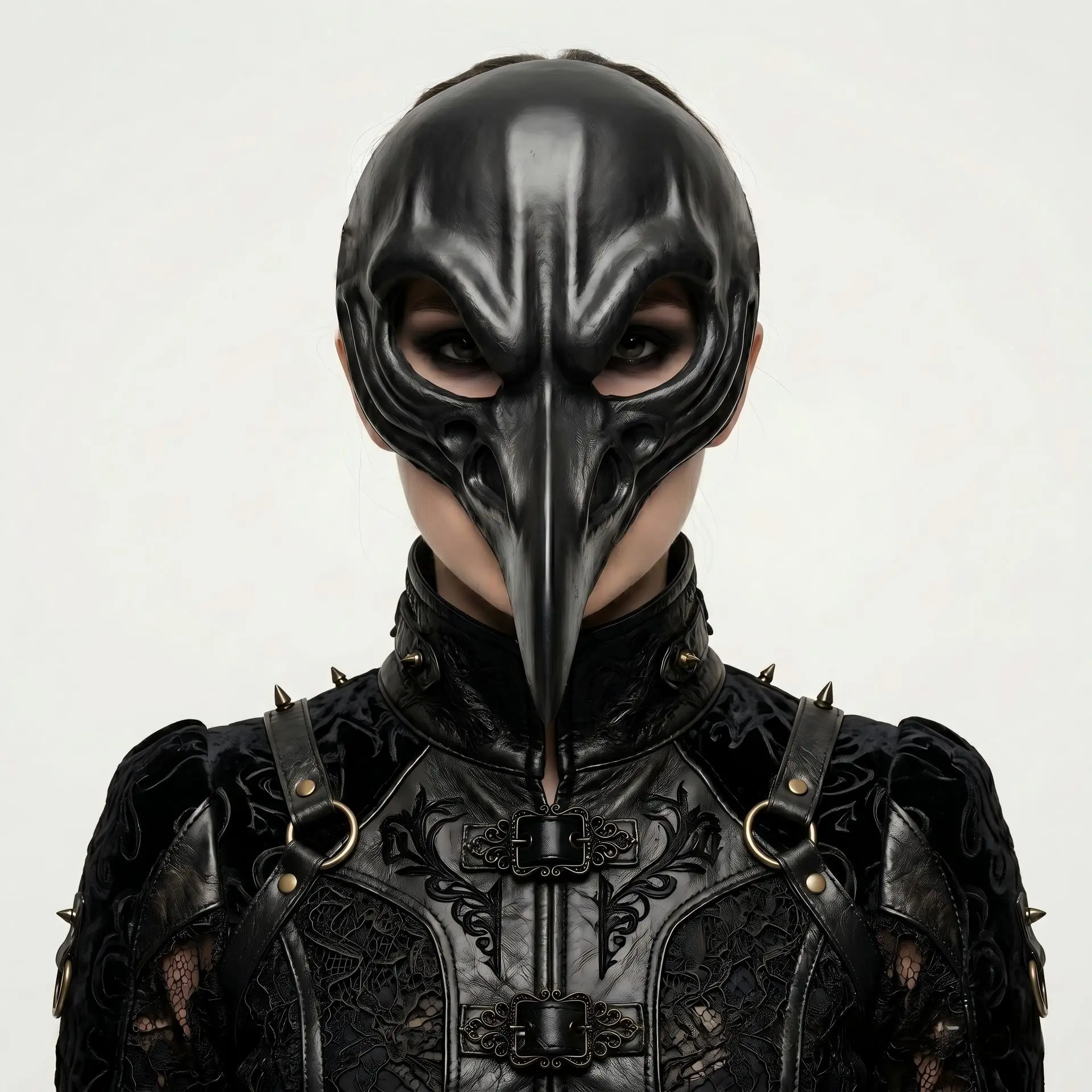 1pc Plague Doctor Punk Crow Style Half Face Mask, Halloween Party Short Video Shooting Dark Style Costume Prop