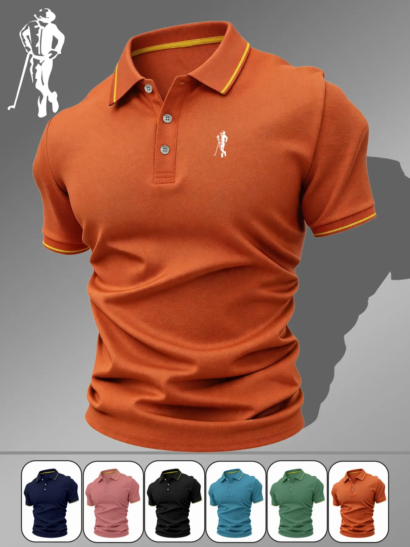 Men's Golf Print Polo Shirt, Fitted Casual Style, Breathable and Comfortable, Four Seasons Wear, High-Quality Durable Fabric, Breathable Summer Polo